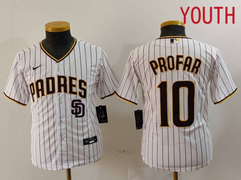 Youth San Diego Padres #10 Profar White Stripe Game 2024 Nike MLB Jersey style 9032